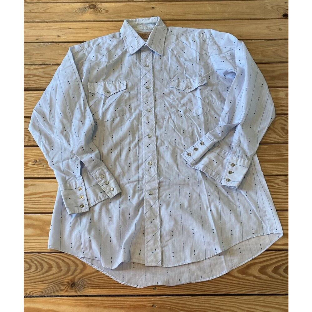 Rancher Vintage Snap Front Long Sleeve Shirt Size 16 Men’s Blue